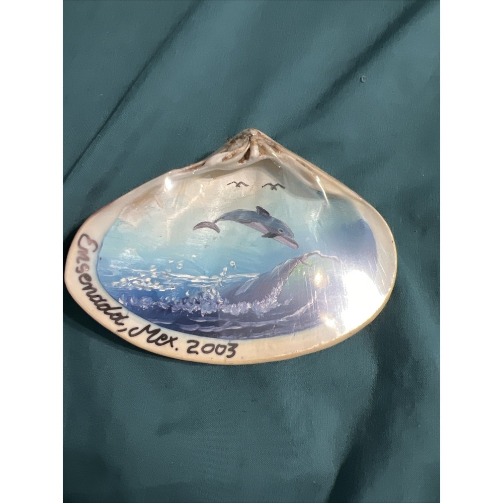 Clam Shell Hand painted Dolphin